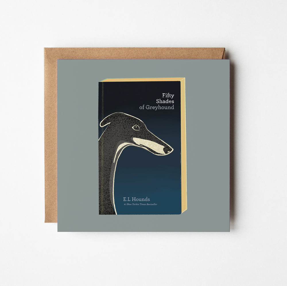 Fifty Shades of Greyhound - blank greetings card