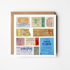 Bowie - illustrated gig tickets, blank greetings card