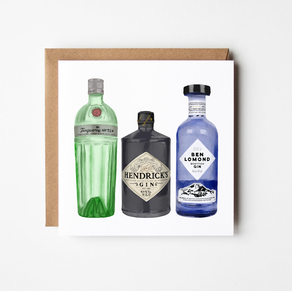 Gin - blank greetings card