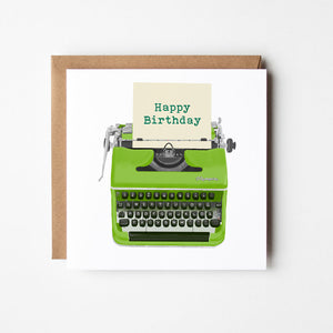 Happy Birthday Typewriter - blank greetings card