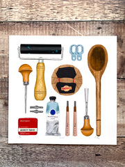 Linocut Printing Tools - limited-edition, giclee print