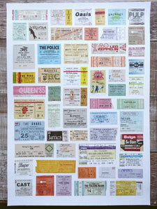 Gigs I've been to and gigs I wished I'd been to - limited-edition, giclee ticket print