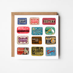 Record Player Needle Tins - blank greetings card