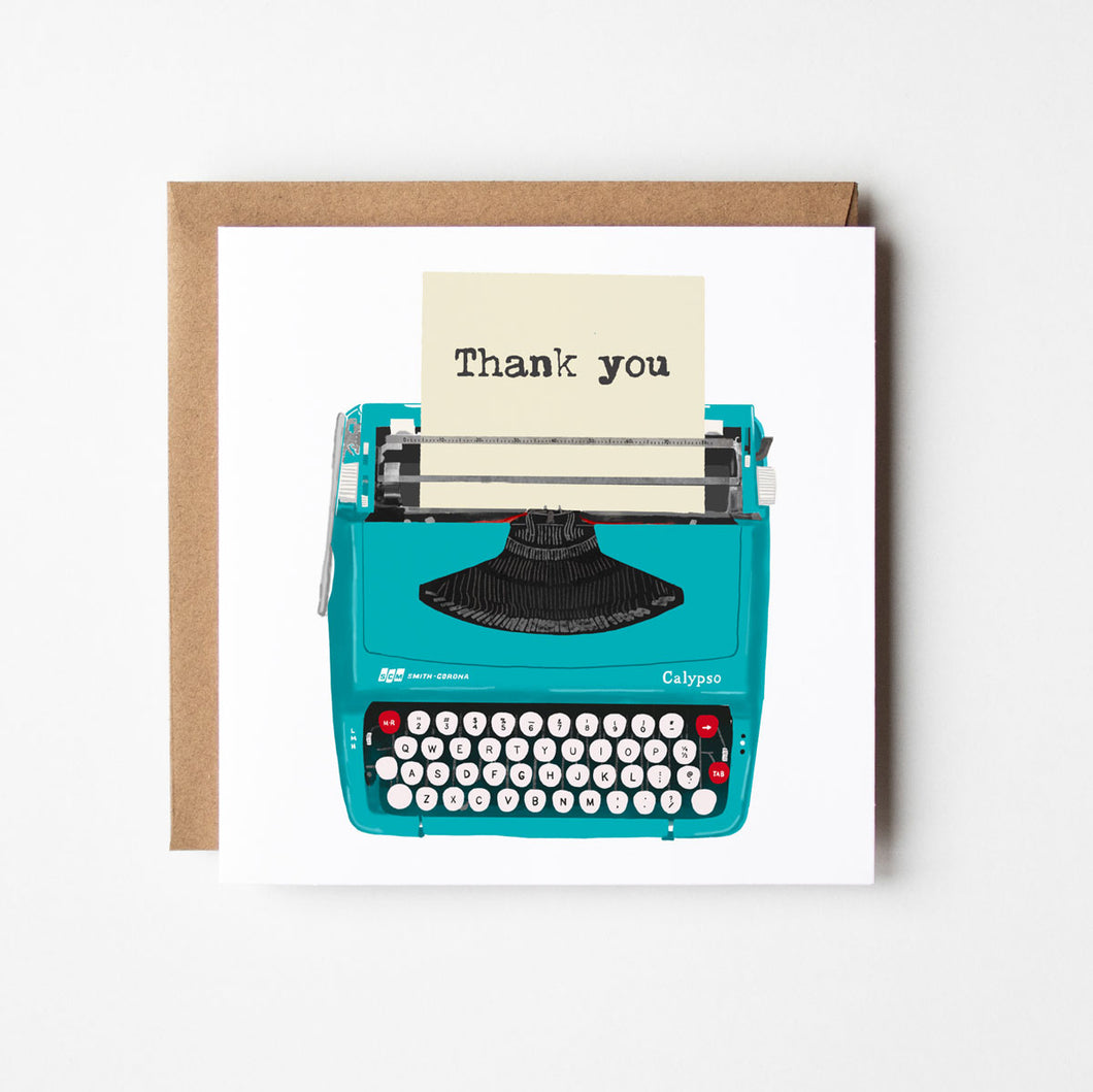 Thank you Typewriter - blank greetings card