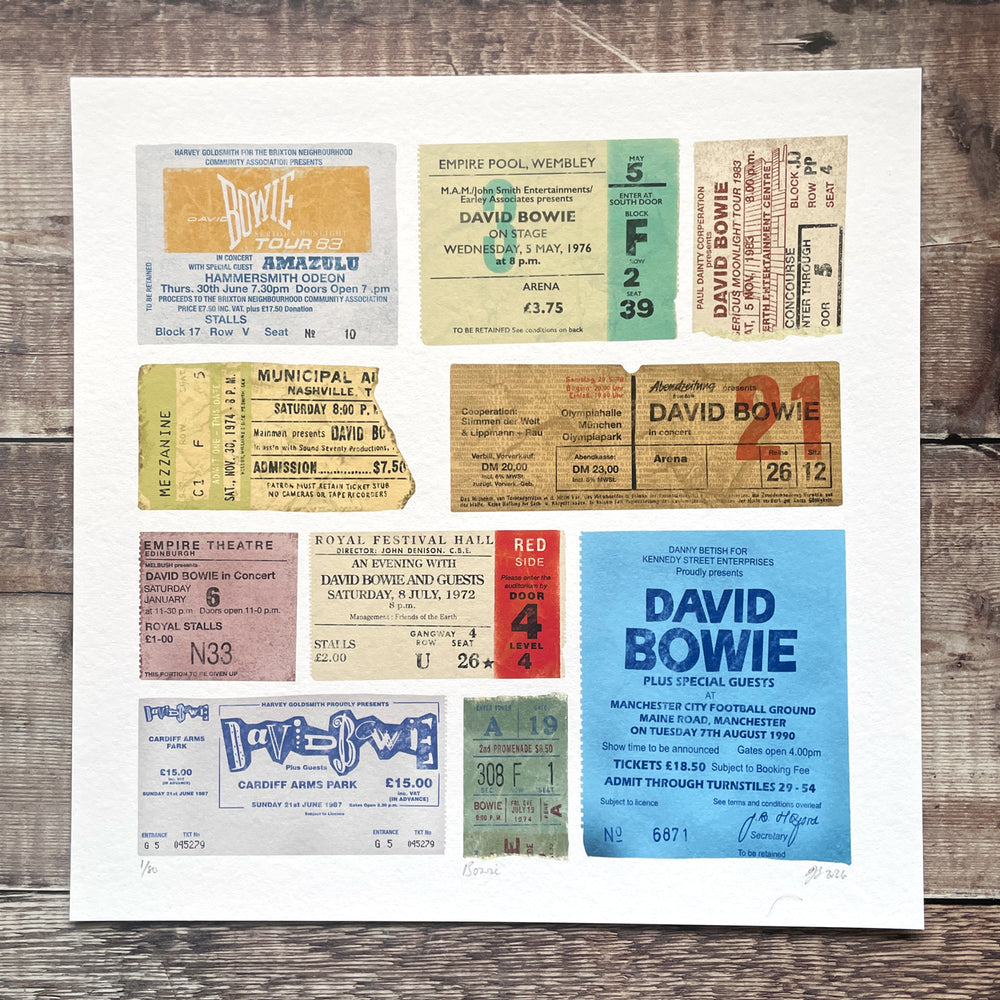 Bowie - limited-edition, illustrated tickets print