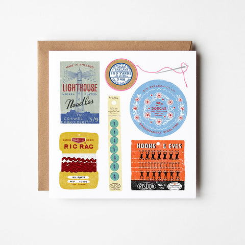 Sewing collection - blank greetings card