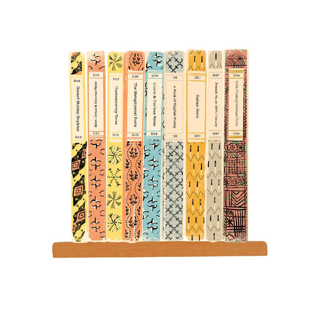 Penguin Poetry book collection - limited-edition, giclee print