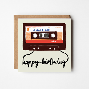 Birthday Mixtape - blank greetings card